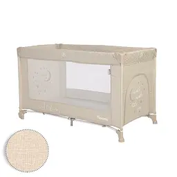 Дитячий манеж на колесах від народження до 3 років Noemi 1 Layer Fog Beige Star Lorelli Бежевий