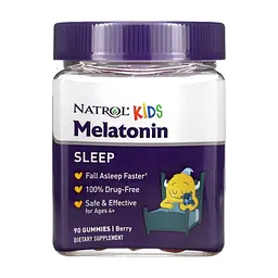 Амінокислота Natrol Мелатонін для дітей віком від 4 років, 1 мг, смак ягід, Melatonin, Ages 4+, (NTL07530)
