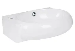 Комплект Qtap Leo: Раковина підвісна овальна ліва 430x285x160 мм White + Донний клапан PU02O (QT11115011LWN47332) - мініатюра 4