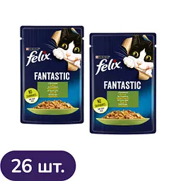 Вологий корм для котів Felix Fantastic з кроликом в желе 2.21 кг (26 шт. х 85 г)