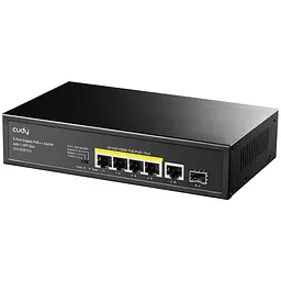 PoE-комутатор 6-портовий некерований Cudy GS1005PTS1 4 порти PoE+ SFP-порт гігабітний 120W (73-00503)