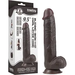 Фалоімітатор LoveToy Sliding Skin 24 см коричневий