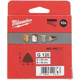 Папір шліфувальний MILWAUKEE, 93х93х93мм HL, зерно 120, (10шт)