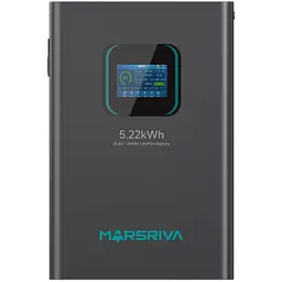 Акумуляторна батарея Marsriva LiFePO4, 25.6V/204Ah, 5.22KWH, настінний