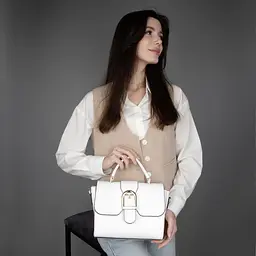 Сумка жіноча шкіряна Virginia Conti 03959 біла на магніті - мініатюра 2