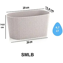 Вазон для квітів балконний Serinova Sumela з дренажем 4.7 л бежевий (20-SMLB01204-200100) - мініатюра 3