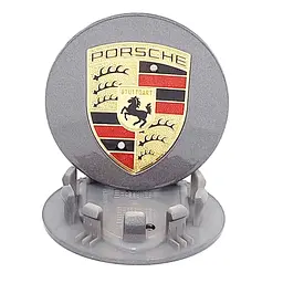 Ковпак колеса Porsche сірий+золотий логотип 76мм 1шт пластик (на клямках) OEM 7L5601149 - мініатюра 2