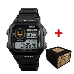 Наручний годинник чоловічий 010BKUAGD Тризуб золото Чорні + Коробка. Patriot acs0031024