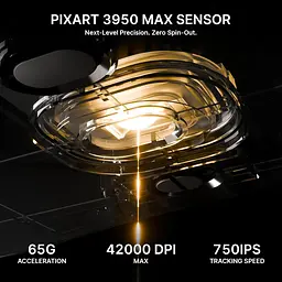 Бездротова миша ATTACK SHARK V8 42000 DPI PAW3950MAX Nordic 54L15 8K Чорна - мініатюра 7