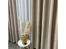 Штори з легкого льону бежевого кольору на люверсах 2шт. 200х260 ALBO pbe0052434 - мініатюра 5