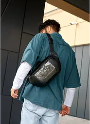 Чоловіча сумка бананка Sambag Dynamicdart чорна 38 × 21 × 7 см (80461001m) - мініатюра 6