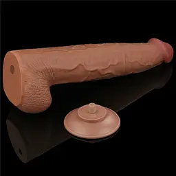 Фалоімітатор LoveToy Sliding-Skin Dual Layer Dong King Sized 34 см коричневий - мініатюра 6