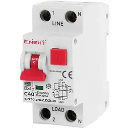 Диференціальний автоматичний вимикач E.NEXT 1-п.+N e.rcbo.pro. C 40А 30мА (p0720012)