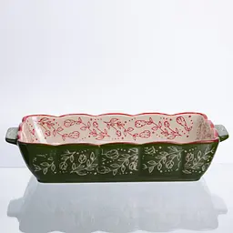 Форма для випікання Vintage 28×17×5 (см) прямокутна форма для випікання в духовці з ручками Зелений Yiwu HM05-10 - мініатюра 7