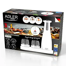 Набір з 3 млинів для спецій солі та перцю Adler AD 4449w на USB - мініатюра 8