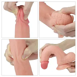 Фалоімітатор Dual layered Platinum Silicone 20.5 см тілесний - мініатюра 8