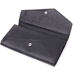Шкіряний жіночий гаманець з геометричним клапаном ST Leather 22546 чорний - мініатюра 5