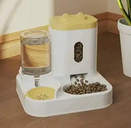 Автоматична годівниця для кішок Pet Feeder 053 з напувалкою, Жовтий - мініатюра 3
