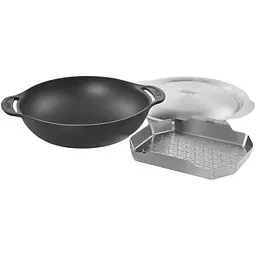 Чавунна сковорода Вок Weber Gourmet BBQ System зі вставкою пароваркою та кришкою (8856) - мініатюра 4