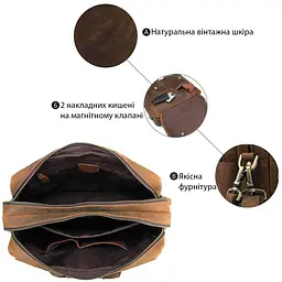Сумка 14563 з натуральної vintage шкіри Vintage коричнева - мініатюра 4