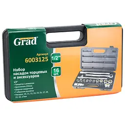 Набір насадок торцевих Grad 1/2"+ аксесуари 16 шт (кейс) (6003125) - мініатюра 6