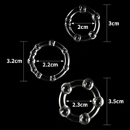 Набір ерекційних кілець Lovetoy Triple Beaded Ring Set 3 шт. прозорий - мініатюра 3