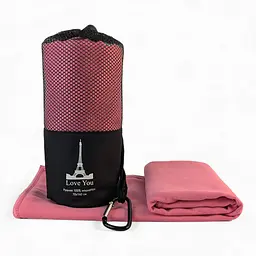 Дорожній спортивний рушник Love You з мікрофібри з чохлом Рожевий 80х180