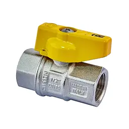 Кран кульовий Газ, Roho R211-050G - 1/2" ВВ ручка "метелик" жовта Roho R111-050G - 1/2" Вз RO0242