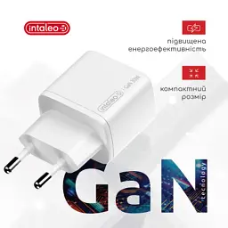 Зарядний пристрій Intaleo 30W GAN USB-C PD+USB-A QC 3.0 white (1283126578274) - миниатюра 2