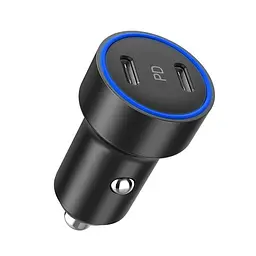 Автомобільний зарядний пристрій Choetech С0054BK 2xUSB-C, 40 Вт, PD - мініатюра 1