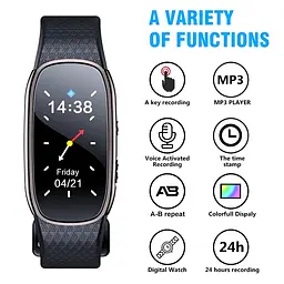 Годинник з диктофоном з активацією запису голосом та MP3 плеєром Nectronix R48, 8 Гб пам'яті (101119-8) - мініатюра 4