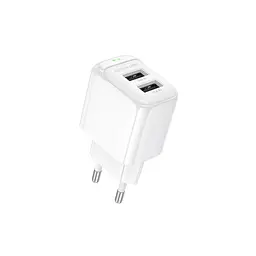 Зарядний пристрій BOROFONE BAS41A 2xUSB білий (6941991113741) - мініатюра 1