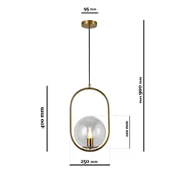 Люстра стельова Levistella 91640-1 BRZ+CL, E27, 40W, бронзовий метал, прозорий плафон, сучасний стиль для дому - мініатюра 3