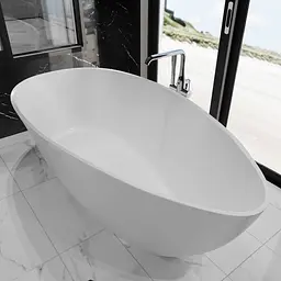 Ванна окремостояча глянцева Amidicon Santorini 166x78 з литого каменю SANTORINI_166_HL, Білий - мініатюра 2