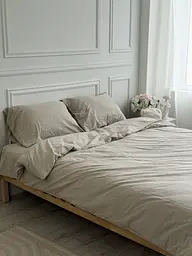 Постільна білизна двоспальне Dushka Home Варена бавовна преміум 21665 180х215 см піщано бежева - мініатюра 3