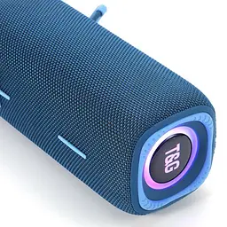 Портативна акумуляторна колонка 16W Bluetooth BT/USB/TF/FM з ремінцем та світломузикою 18см TG 654 синя - мініатюра 4