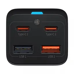 Мережевий зарядний пристрій Baseus GaN3 Pro 2C+2U 65W CCGP040001 Black - мініатюра 2