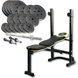 Набір Besport PowerPro 89кг з прямим грифом та лавою WB-003