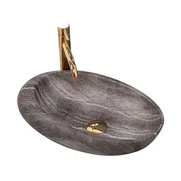 Умивальник Rea Roxy A Stone d.grey (REA-U6649) 30,7x48,6см - сірий камінь, Кераміка, Матова - мініатюра 1