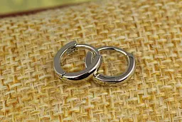 Серьги кольца Xuping Jewelry гладкие 10 мм серебристые - миниатюра 2