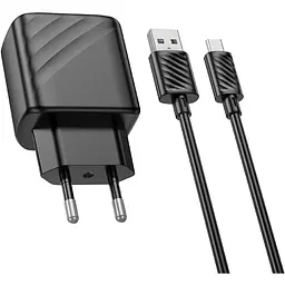 Комплект зарядного пристрою Hoco CS21A Single port 1USB 18W 5V/3A 9V/2A Quick Charge 3.0 USB/ Micro-USB 1м Black - мініатюра 6