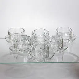 Набір піал з блюдцями скляні Gold Rimmed 250 мл фактурних Yiwu HP-34-94