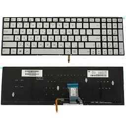 Клавіатура для ноутбука ASUS (G501, N501) rus, silver, без фрейма, підсвічування клавіш(оригінал)