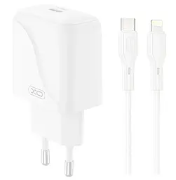 Сітчастий зарядний пристрій XO L141 single USB-C 20W 3A with Lightning-Type-C cable Білий - мініатюра 2