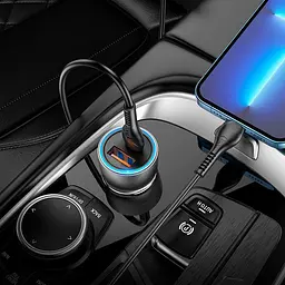 Адаптер автомобільний HOCO Type-C Lightning cable Sprinter dual port car charger NZ8 1USB/1Type-C, QC/PD, - мініатюра 5
