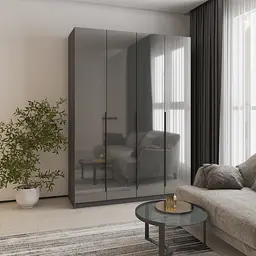 Шафа 4-дверна MebelStar Оскар Gloss BL-B, блок шухляд+полиці 160x52x220 см Антрацит/Антрацит (MBS-5292)