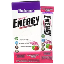 Енергетичний напій Bluebonnet Nutrition Simply Energy смак полуниця-ківі 14 пакетиків по 10 г