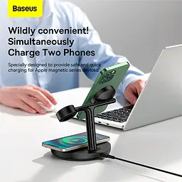 Заряджання Qi Baseus Swan 3-in-1 Wireless Magnetic Charging Bracket Universal version |20W| - мініатюра 3