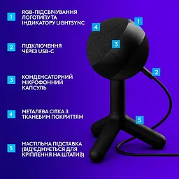 Мiкрофон Logitech G Yeti Orb RGB Black (988-000551) - мініатюра 4