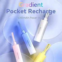 Універсальна мобільна батарея Vention 5000mAh 20W PD, USB-C In/Out, Lightning In/Out, with cable, Gradient Синій - мініатюра 4